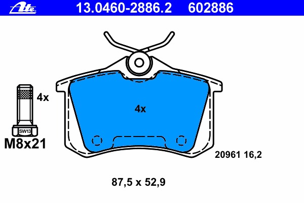 Купить 13.0460-2886.2 ATE Комплект тормозных колодок, дисковый тормоз в интернет-магазине Ravta – самая низкая цена