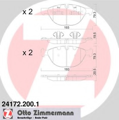 24172.200.1 ZIMMERMANN Комплект тормозных колодок, дисковый тормоз