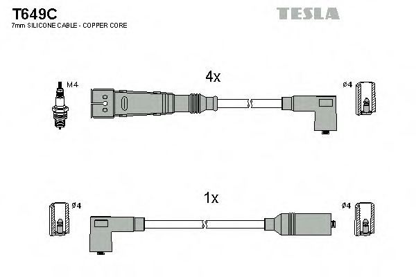t649c TESLA Комплект проводов зажигания