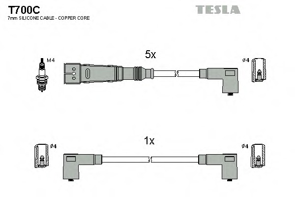 t700c TESLA Комплект проводов зажигания