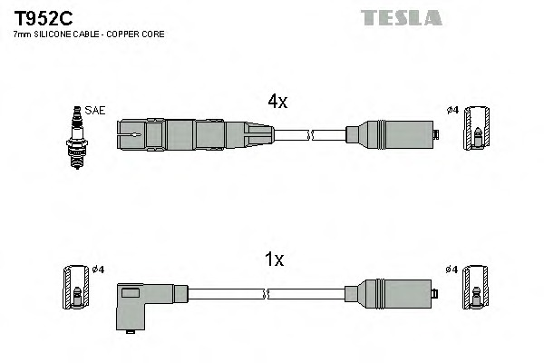 Купить T952C TESLA Комплект проводов зажигания в интернет-магазине Ravta – самая низкая цена