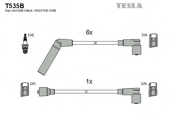t535b TESLA Комплект проводов зажигания