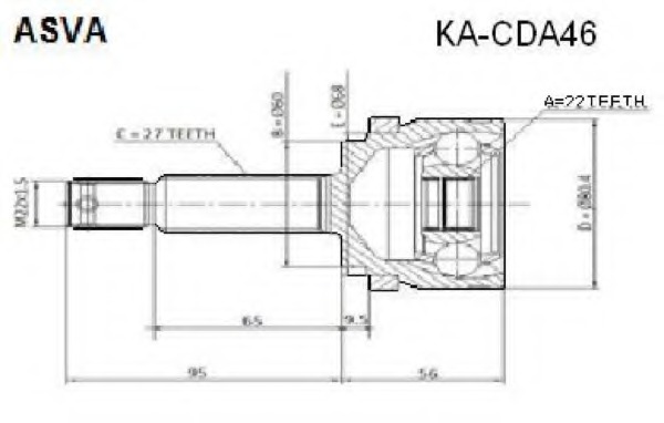 ka-cda46 ASVA Шарнирный комплект, приводной вал