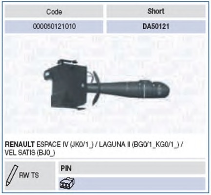 Купить 000050121010 MAGNETI MARELLI Выключатель на колонке рулевого управления в интернет-магазине Ravta – самая низкая цена