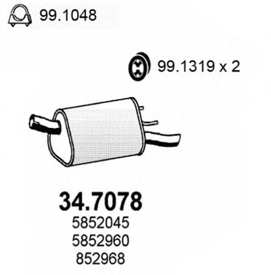 Купить 34.7078 ASSO Глушитель выхлопных газов конечный в интернет-магазине Ravta – самая низкая цена
