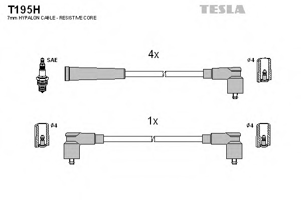 Купить t195h TESLA Комплект проводов зажигания в интернет-магазине Ravta – самая низкая цена