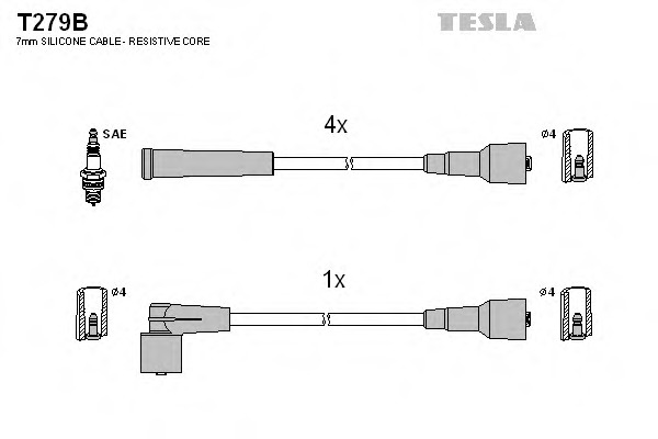 t279b TESLA Комплект проводов зажигания