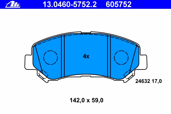 Купить 13.0460-5752.2 ATE Комплект тормозных колодок, дисковый тормоз в интернет-магазине Ravta – самая низкая цена