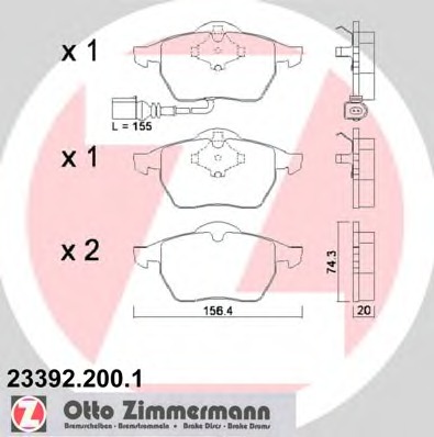 23392.200.1 ZIMMERMANN Комплект тормозных колодок, дисковый тормоз