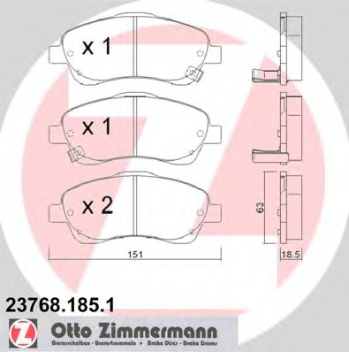 23768.185.1 ZIMMERMANN Комплект тормозных колодок, дисковый тормоз