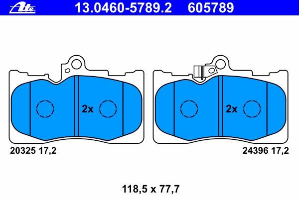 Купить 13.0460-5789.2 ATE Комплект тормозных колодок, дисковый тормоз в интернет-магазине Ravta – самая низкая цена