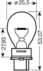 3156 OSRAM Лампа накаливания, фонарь указателя поворота; Лампа накаливания, фонарь сигнала тормож./ задний габ. огонь; Лампа накаливания, фонарь сигнала тор