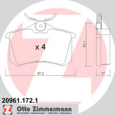 Купить 20961.172.1 ZIMMERMANN Комплект тормозных колодок, дисковый тормоз в интернет-магазине Ravta – самая низкая цена