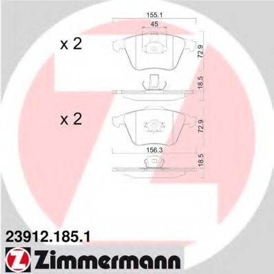 Купить 23912.185.1 ZIMMERMANN Комплект тормозных колодок, дисковый тормоз в интернет-магазине Ravta – самая низкая цена