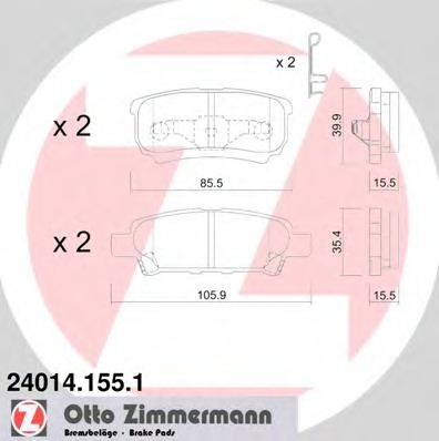 Купить 24014.155.1 ZIMMERMANN Комплект тормозных колодок, дисковый тормоз в интернет-магазине Ravta – самая низкая цена