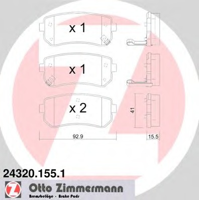 24320.155.1 ZIMMERMANN Комплект тормозных колодок, дисковый тормоз