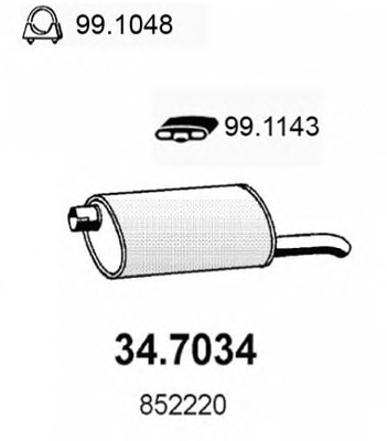 Купить 34.7034 ASSO Глушитель выхлопных газов конечный в интернет-магазине Ravta – самая низкая цена