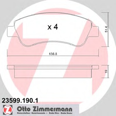 Купить 23599.190.1 ZIMMERMANN Комплект тормозных колодок, дисковый тормоз в интернет-магазине Ravta – самая низкая цена