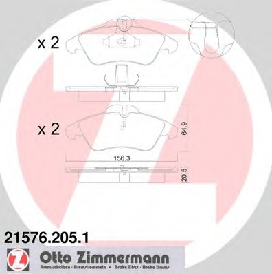 21576.205.1 ZIMMERMANN Комплект тормозных колодок, дисковый тормоз