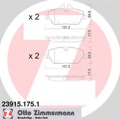 23915.175.1 ZIMMERMANN Комплект тормозных колодок, дисковый тормоз