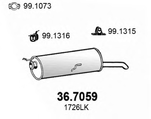 Купить 36.7059 ASSO Глушитель выхлопных газов конечный в интернет-магазине Ravta – самая низкая цена