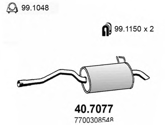 Купить 40.7077 ASSO Глушитель выхлопных газов конечный в интернет-магазине Ravta – самая низкая цена
