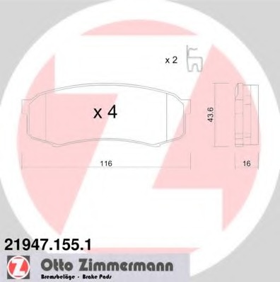 21947.155.1 ZIMMERMANN Комплект тормозных колодок, дисковый тормоз