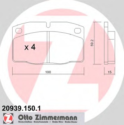 20939.150.1 ZIMMERMANN Комплект тормозных колодок, дисковый тормоз