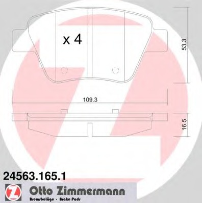 Купить 24563.165.1 ZIMMERMANN Комплект тормозных колодок, дисковый тормоз в интернет-магазине Ravta – самая низкая цена