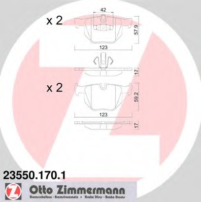 23550.170.1 ZIMMERMANN Комплект тормозных колодок, дисковый тормоз