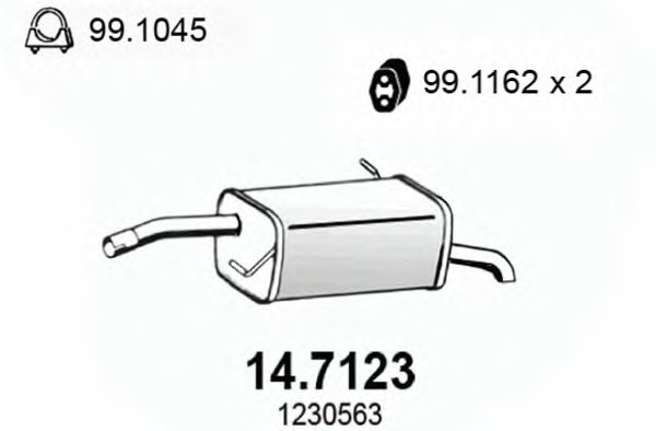 Купить 14.7123 ASSO Глушитель выхлопных газов конечный в интернет-магазине Ravta – самая низкая цена