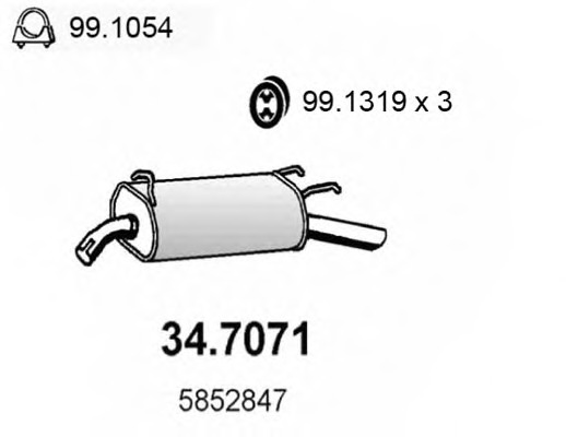 Купить 34.7071 ASSO Глушитель выхлопных газов конечный в интернет-магазине Ravta – самая низкая цена