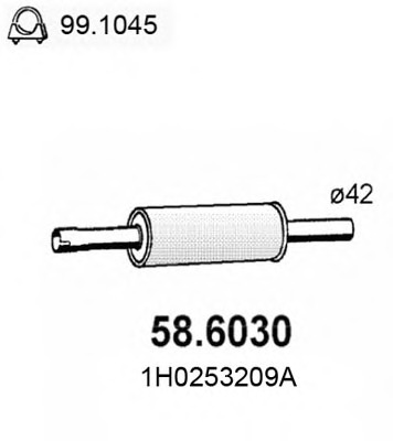 58.6030 ASSO Средний глушитель выхлопных газов