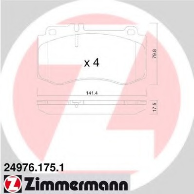 24976.175.1 ZIMMERMANN Комплект тормозных колодок, дисковый тормоз