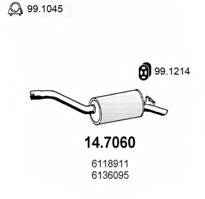 Купить 14.7060 ASSO Глушитель выхлопных газов конечный в интернет-магазине Ravta – самая низкая цена