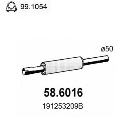 Купить 58.6016 ASSO Средний глушитель выхлопных газов в интернет-магазине Ravta – самая низкая цена