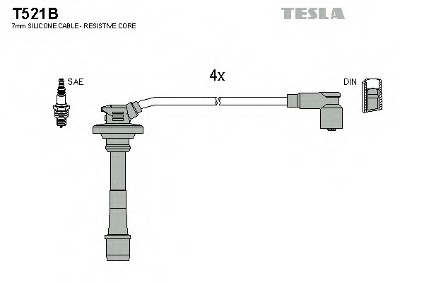 t521b TESLA Комплект проводов зажигания
