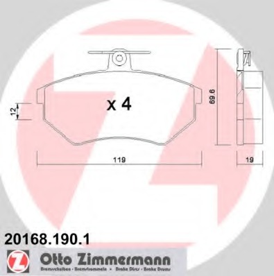 20168.190.1 ZIMMERMANN Комплект тормозных колодок, дисковый тормоз