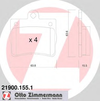 21900.155.1 ZIMMERMANN Комплект тормозных колодок, дисковый тормоз