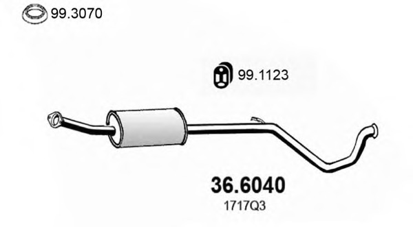 Купить 36.6040 ASSO Средний глушитель выхлопных газов в интернет-магазине Ravta – самая низкая цена