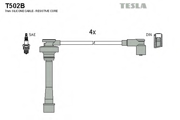 t502b TESLA Комплект проводов зажигания