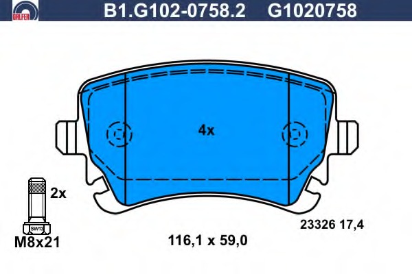 Купить B1.G102-0758.2 Galfer Комплект тормозных колодок, дисковый тормоз в интернет-магазине Ravta – самая низкая цена