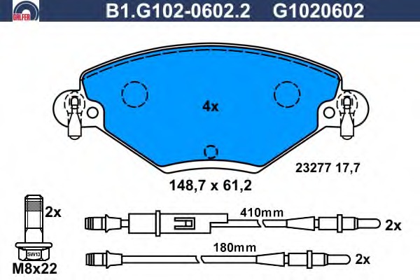 Купить B1.G102-0602.2 Galfer Комплект тормозных колодок, дисковый тормоз в интернет-магазине Ravta – самая низкая цена