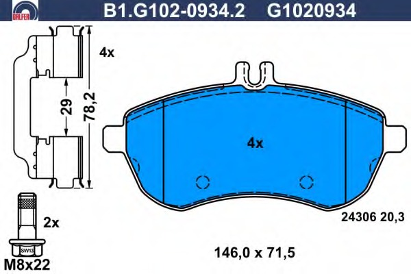 Купить B1.G102-0934.2 GALFER Комплект тормозных колодок, дисковый тормоз в интернет-магазине Ravta – самая низкая цена