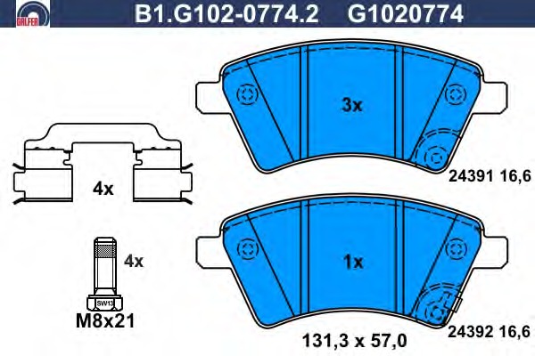 Купить B1.G102-0774.2 Galfer Комплект тормозных колодок, дисковый тормоз в интернет-магазине Ravta – самая низкая цена