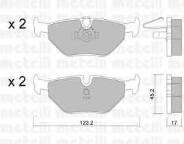 22-0210-0 METELLI Комплект тормозных колодок, дисковый тормоз