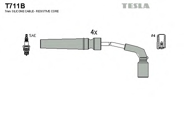 t711b TESLA Комплект проводов зажигания