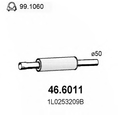 Купить 46.6011 ASSO Средний глушитель выхлопных газов в интернет-магазине Ravta – самая низкая цена