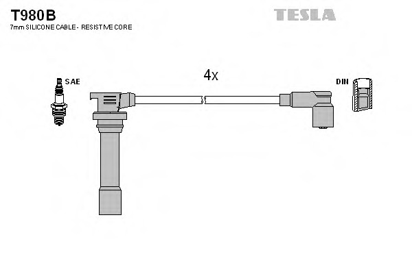 t980b TESLA Комплект проводов зажигания