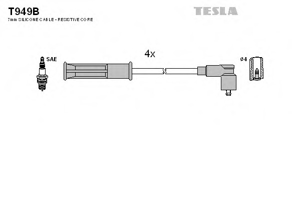 t949b TESLA Комплект проводов зажигания